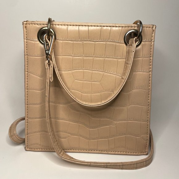 Salmon colored Faux Croc Printed Crossbody Purse - Olivia Miller - Picture 1 of 8